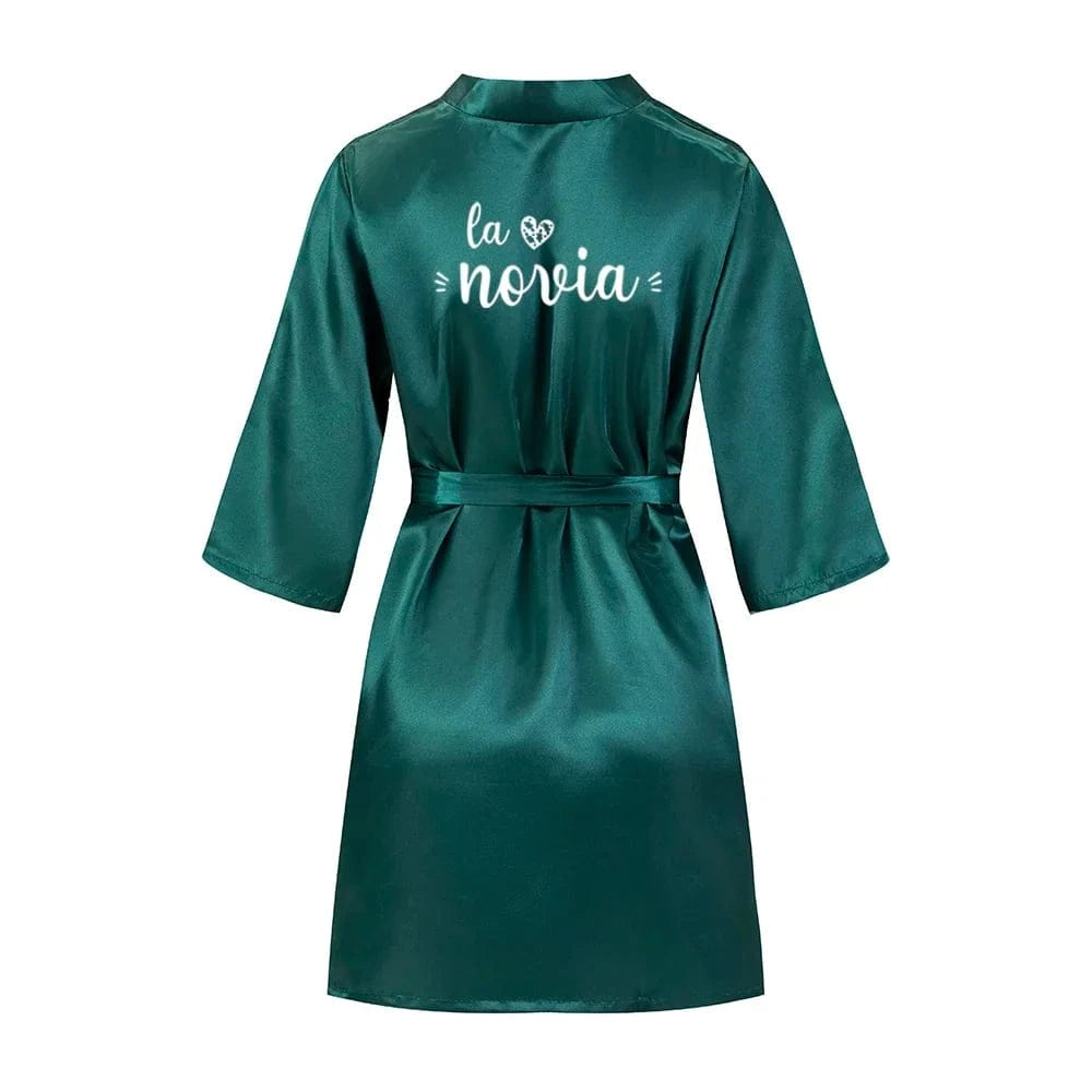 Sage Green Bridal Satin Robe Women Spanish Wedding Robe Novia Kimono Bride Party Bridesmaid Robes - A-1 Thread Vault