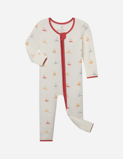 Sailboat Bamboo Convertible Footed Onesie - A-1 Thread Vault