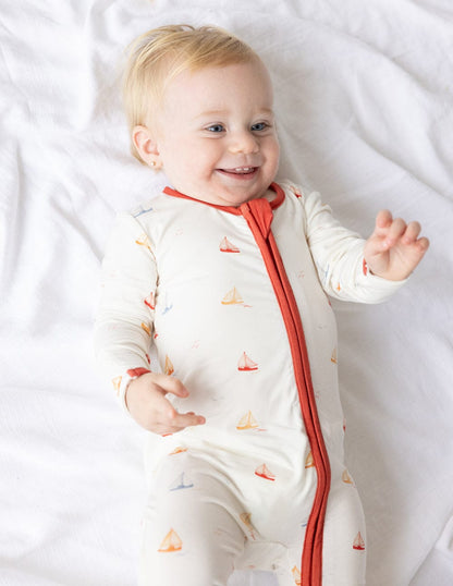 Sailboat Bamboo Convertible Footed Onesie - A-1 Thread Vault