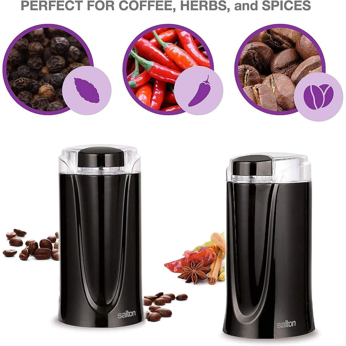 Salton Coffee, Spice & Herb Electric Grinder - Black - A-1 Thread Vault