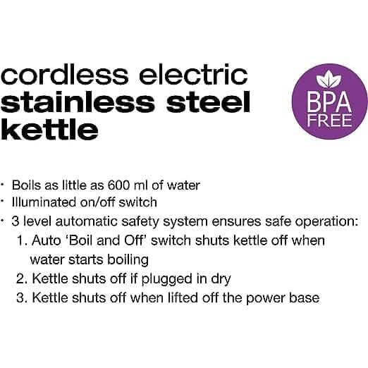 Salton Cordless Electric Stainless Steel Kettle - A-1 Thread Vault