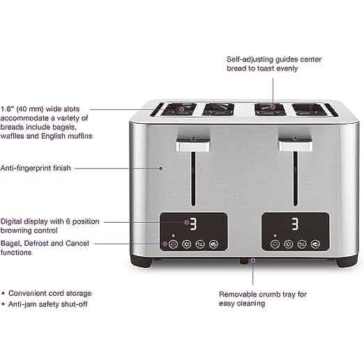 Salton Digital 4 Slice Toaster - Stainless Steel - A-1 Thread Vault