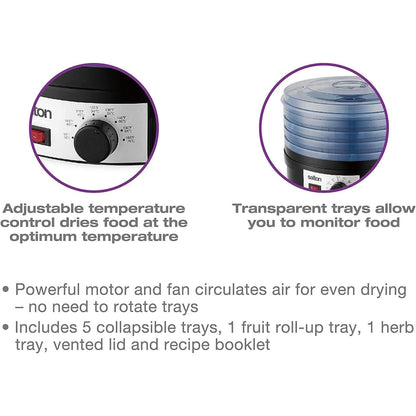 Salton Electric Food Dehydrator with Adjustable Temperature Control - A-1 Thread Vault