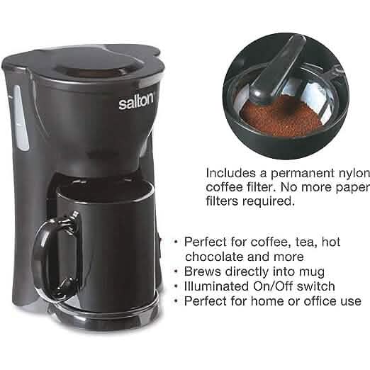 Salton Space Saving 1 Cup Coffeemaker - Black - A-1 Thread Vault