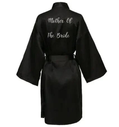 Satin Silk Robe Bride Robe Women Wedding Robe Bridesmaid Robes Dressing Bridal Robes Black - A-1 Thread Vault