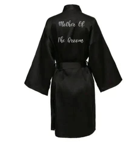 Satin Silk Robe Bride Robe Women Wedding Robe Bridesmaid Robes Dressing Bridal Robes Black - A-1 Thread Vault