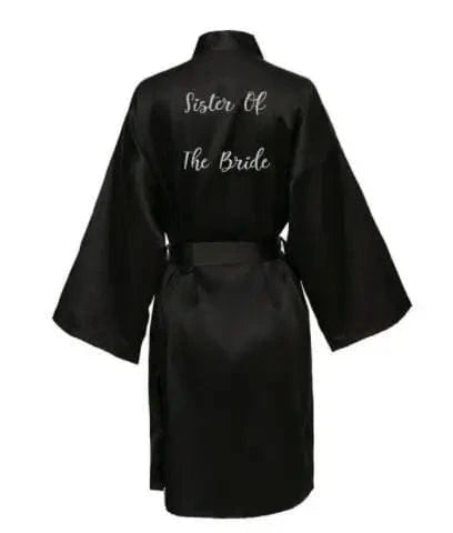 Satin Silk Robe Bride Robe Women Wedding Robe Bridesmaid Robes Dressing Bridal Robes Black - A-1 Thread Vault