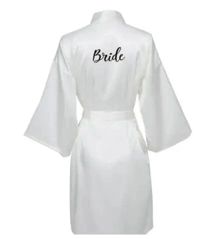 Satin Silk Robe Bride Robe Women Wedding Robe Bridesmaid Robes Dressing Bridal Robes Black - A-1 Thread Vault