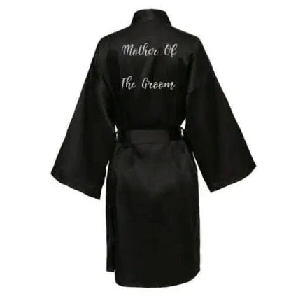 Satin Silk Robe Bride Robe Women Wedding Robe Bridesmaid Robes Dressing Bridal Robes Black - A-1 Thread Vault
