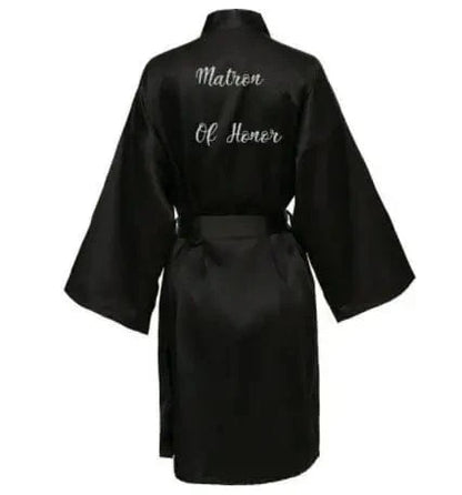 Satin Silk Robe Bride Robe Women Wedding Robe Bridesmaid Robes Dressing Bridal Robes Black - A-1 Thread Vault