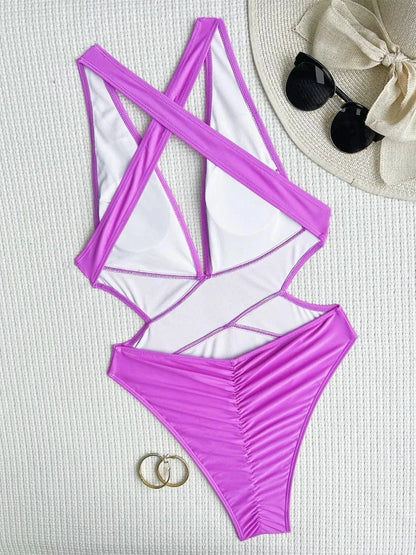 Scrunch Butt Swimsuits Deep V Neck Cross Backless One Piece Swimsuit Women Swimwear Female Monokini High Cut Bathing Suit Swim - A-1 Thread Vault