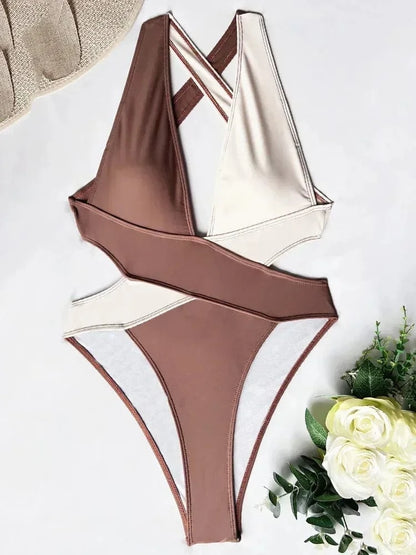 Scrunch Butt Swimsuits Deep V Neck Cross Backless One Piece Swimsuit Women Swimwear Female Monokini High Cut Bathing Suit Swim - A-1 Thread Vault