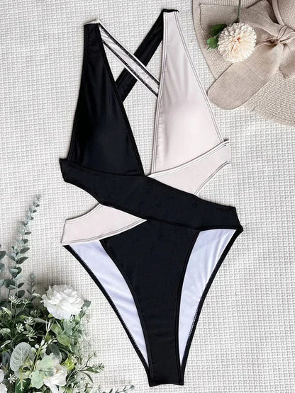 Scrunch Butt Swimsuits Deep V Neck Cross Backless One Piece Swimsuit Women Swimwear Female Monokini High Cut Bathing Suit Swim - A-1 Thread Vault