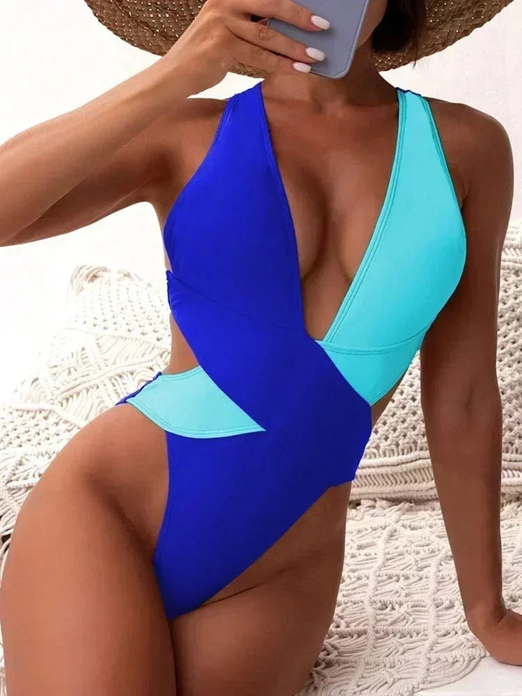 Scrunch Butt Swimsuits Deep V Neck Cross Backless One Piece Swimsuit Women Swimwear Female Monokini High Cut Bathing Suit Swim - A-1 Thread Vault