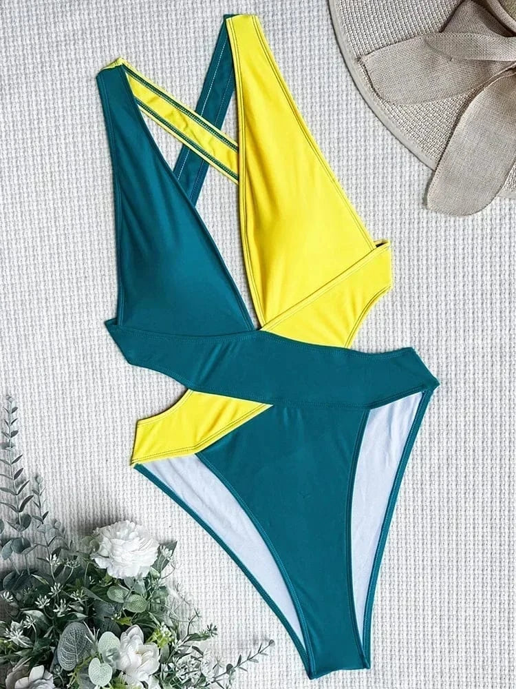 Scrunch Butt Swimsuits Deep V Neck Cross Backless One Piece Swimsuit Women Swimwear Female Monokini High Cut Bathing Suit Swim - A-1 Thread Vault