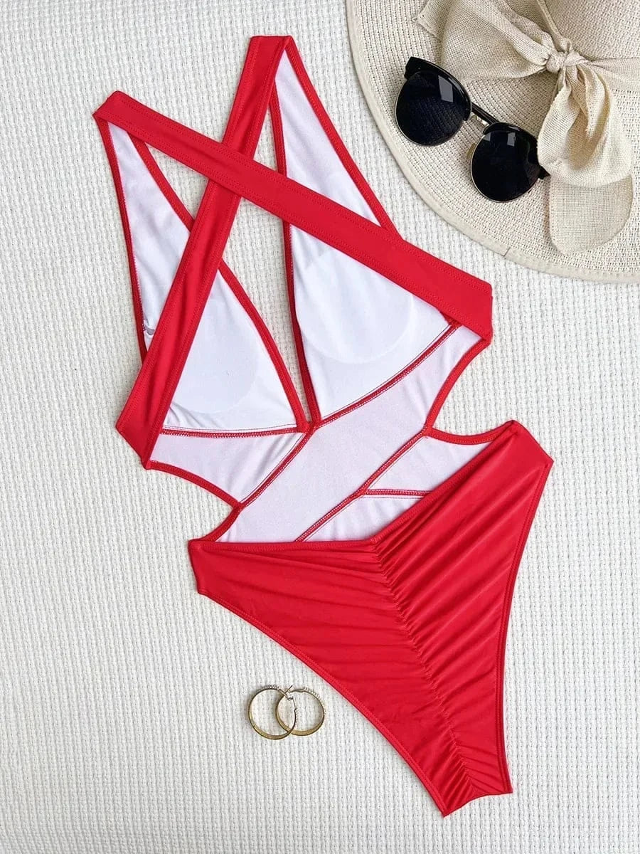 Scrunch Butt Swimsuits Deep V Neck Cross Backless One Piece Swimsuit Women Swimwear Female Monokini High Cut Bathing Suit Swim - A-1 Thread Vault