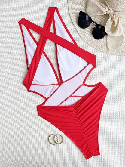 Scrunch Butt Swimsuits Deep V Neck Cross Backless One Piece Swimsuit Women Swimwear Female Monokini High Cut Bathing Suit Swim - A-1 Thread Vault