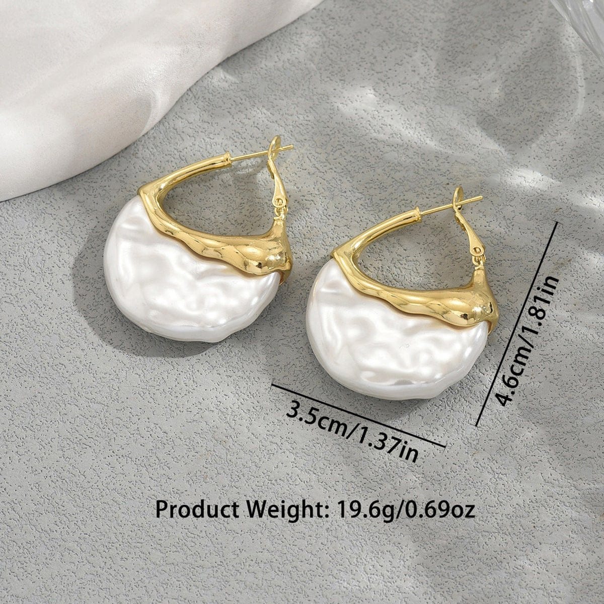 Sculpted Pearl Drop Hoop Earrings (MAC415) - A-1 Thread Vault