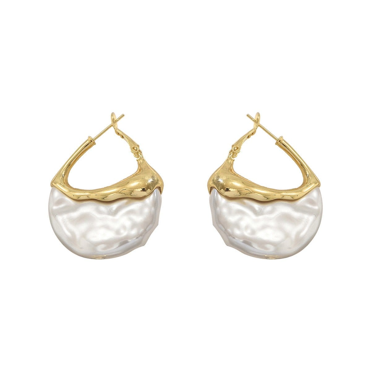 Sculpted Pearl Drop Hoop Earrings (MAC415) - A-1 Thread Vault