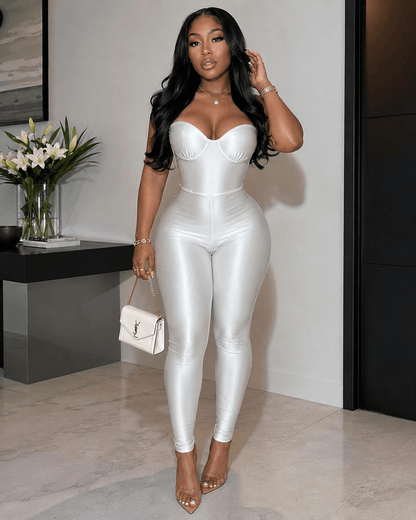 Sculpted Strapless Bustier Bodycon Jumpsuit - A-1 Thread Vault