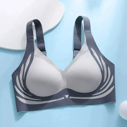 Seamless Ladies Underwear V-neck No Steel Ring Small Chest Gathered Adjustable Comfortable Thin Top Bra Breathable Gathered - A-1 Thread Vault