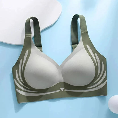Seamless Ladies Underwear V-neck No Steel Ring Small Chest Gathered Adjustable Comfortable Thin Top Bra Breathable Gathered - A-1 Thread Vault