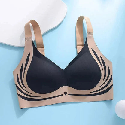Seamless Ladies Underwear V-neck No Steel Ring Small Chest Gathered Adjustable Comfortable Thin Top Bra Breathable Gathered - A-1 Thread Vault