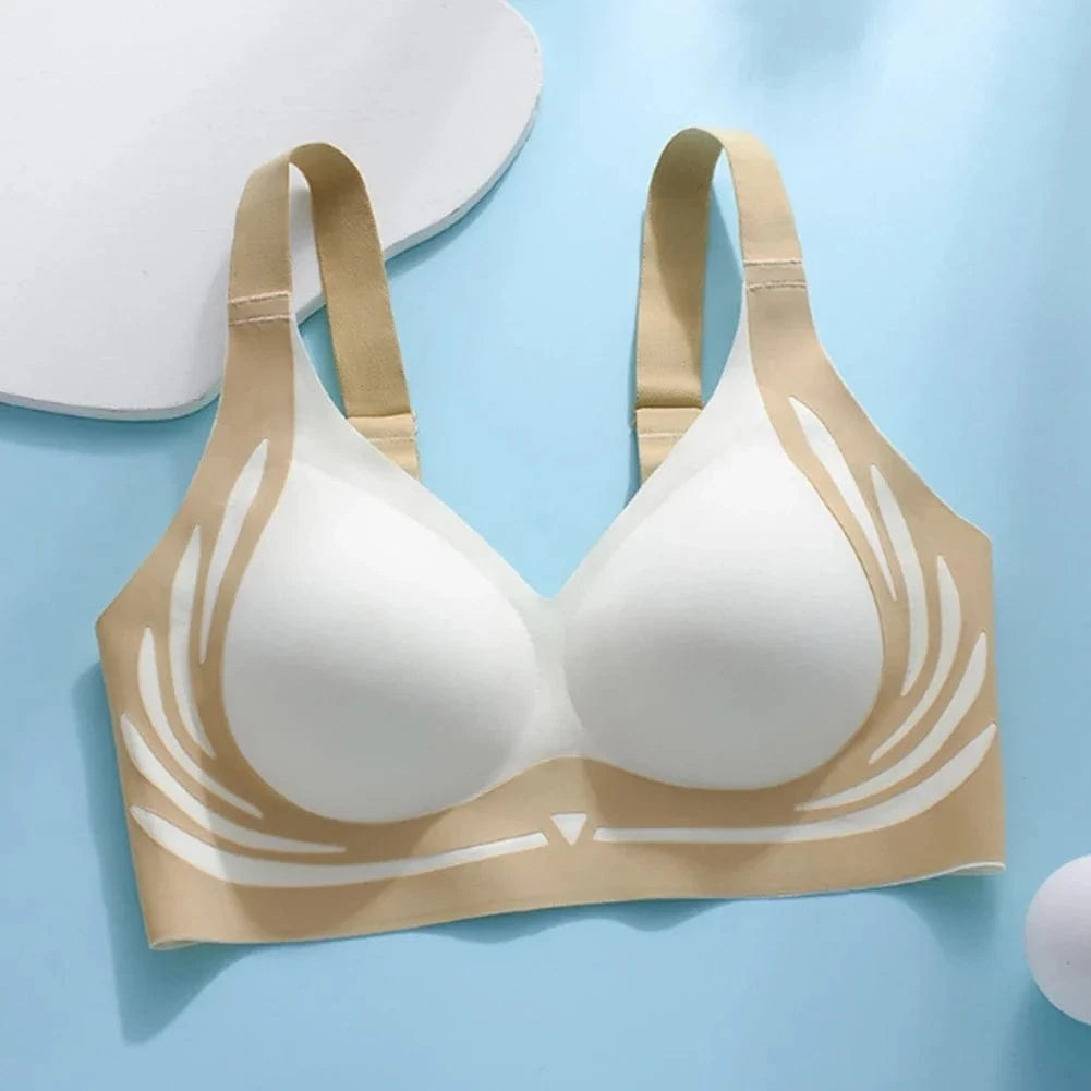Seamless Ladies Underwear V-neck No Steel Ring Small Chest Gathered Adjustable Comfortable Thin Top Bra Breathable Gathered - A-1 Thread Vault