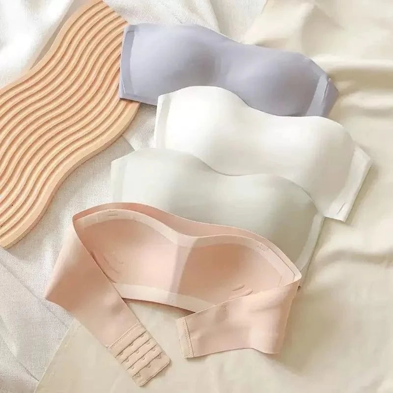 Seamless Strapless Invisible Bra for Small Chest Breathable Light Thin Gathered Breasts Beautiful Back Women's Underwear - A-1 Thread Vault