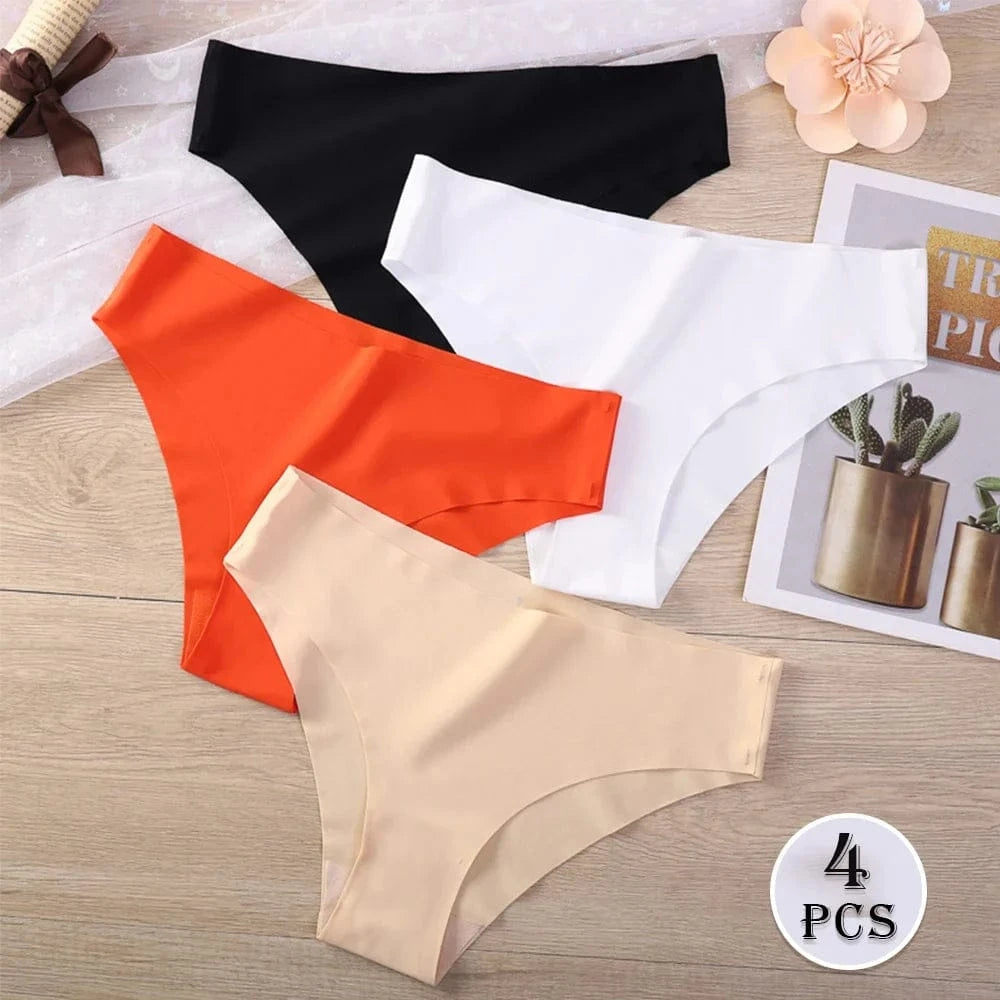Seamless Thongs for Women No Show Thong V-waisted Stretch Breathable Sexy Panties Underwear 4 Pack - A-1 Thread Vault