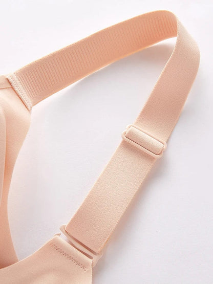 Seamless Wireless Mesh V-Neck Full Coverage Push up Bra Soft Supportive minimize Underwear 7847 - A-1 Thread Vault