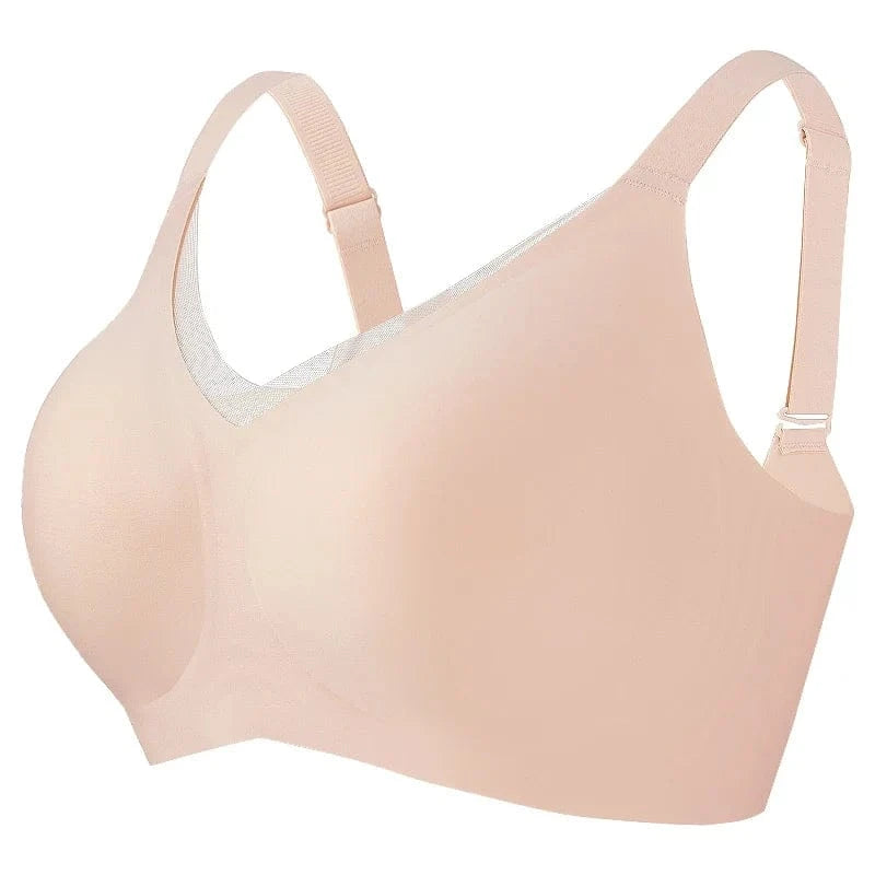 Seamless Wireless Mesh V-Neck Full Coverage Push up Bra Soft Supportive minimize Underwear 7847 - A-1 Thread Vault