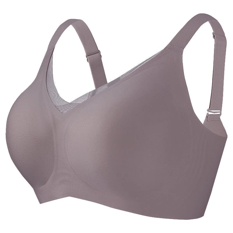 Seamless Wireless Mesh V-Neck Full Coverage Push up Bra Soft Supportive minimize Underwear 7847 - A-1 Thread Vault