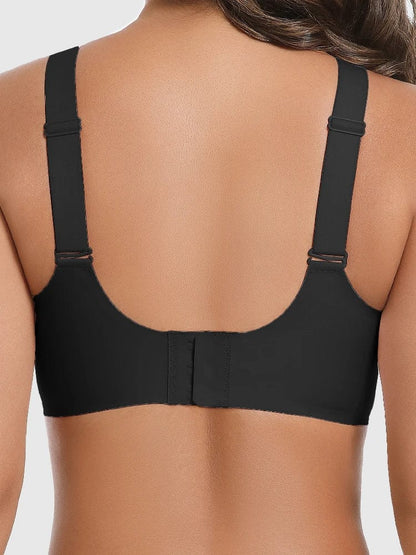 Seamless Wireless Mesh V-Neck Full Coverage Push up Bra Soft Supportive minimize Underwear 7847 - A-1 Thread Vault