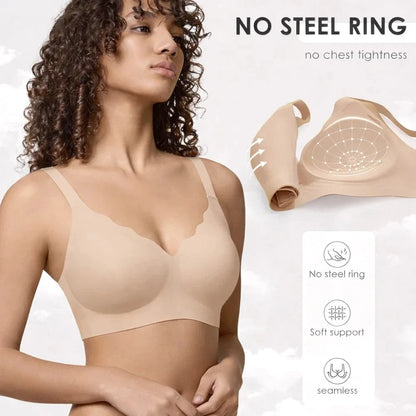 Seamless Wireless Supportive Bra Push Up Comfort Soft No Underwire Full Coverage T-Shirt Bra Plus Size Underwear - A-1 Thread Vault