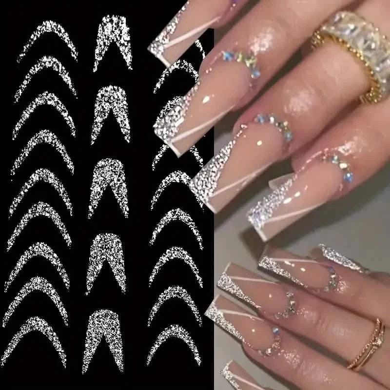 Self Adhesive Glitter Strip Line Nail Art Decals - A-1 Thread Vault