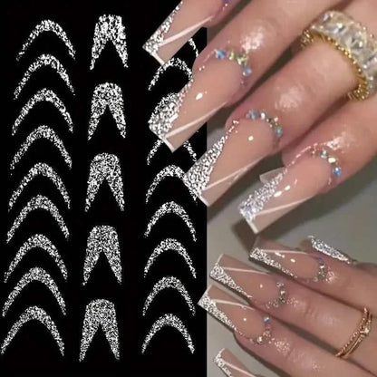 Self Adhesive Glitter Strip Line Nail Art Decals - A-1 Thread Vault