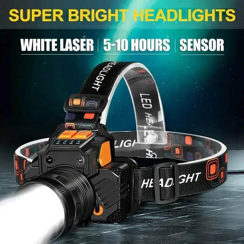 Sensor Headlights Built-in Battery USB Rechargeable 3 Modes of Portable Flashlight - A-1 Thread Vault