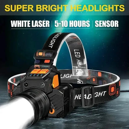 Sensor Headlights Built-in Battery USB Rechargeable 3 Modes of Portable Flashlight - A-1 Thread Vault