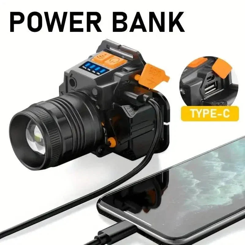 Sensor Headlights Built-in Battery USB Rechargeable 3 Modes of Portable Flashlight - A-1 Thread Vault