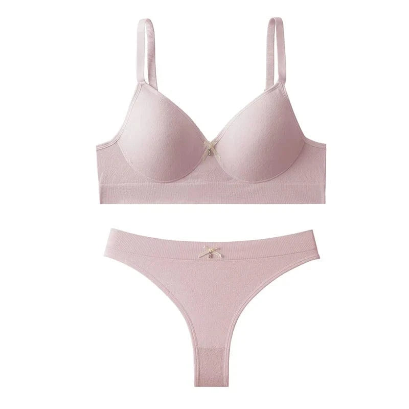 [set]Newest Sexy Lace Underwear Set Padded Bra Set Without Steel Ring Solid Women's Underwear Brassiere Comfortable Fitness Crop - A-1 Thread Vault