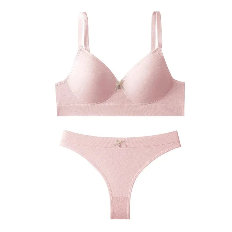 [set]Newest Sexy Lace Underwear Set Padded Bra Set Without Steel Ring Solid Women's Underwear Brassiere Comfortable Fitness Crop - A-1 Thread Vault