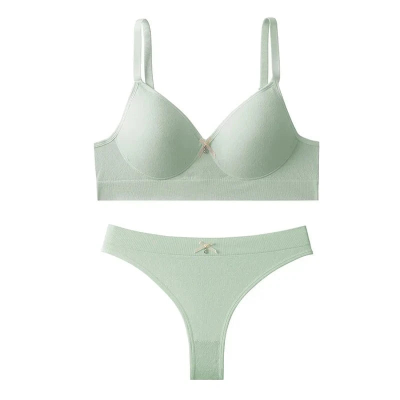 [set]Newest Sexy Lace Underwear Set Padded Bra Set Without Steel Ring Solid Women's Underwear Brassiere Comfortable Fitness Crop - A-1 Thread Vault
