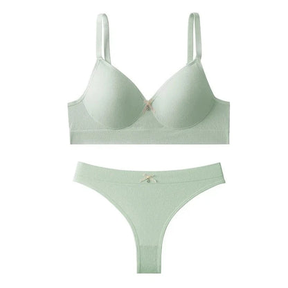 [set]Newest Sexy Lace Underwear Set Padded Bra Set Without Steel Ring Solid Women's Underwear Brassiere Comfortable Fitness Crop - A-1 Thread Vault