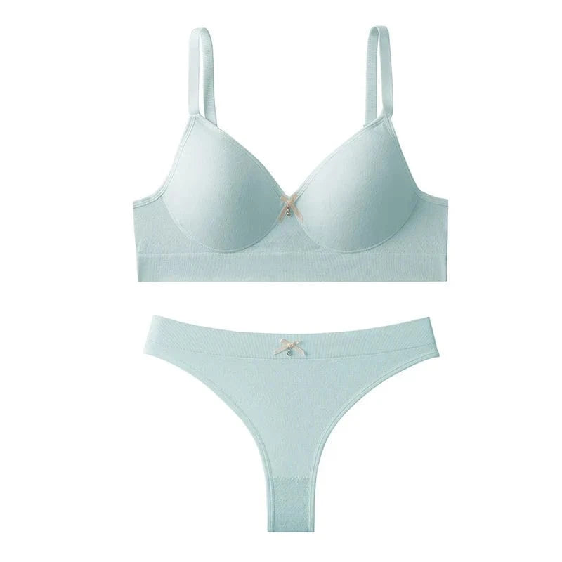 [set]Newest Sexy Lace Underwear Set Padded Bra Set Without Steel Ring Solid Women's Underwear Brassiere Comfortable Fitness Crop - A-1 Thread Vault