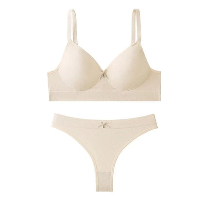 [set]Newest Sexy Lace Underwear Set Padded Bra Set Without Steel Ring Solid Women's Underwear Brassiere Comfortable Fitness Crop - A-1 Thread Vault