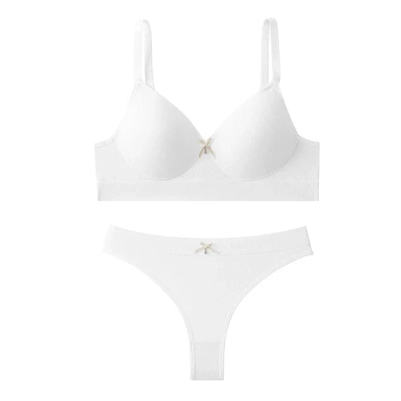 [set]Newest Sexy Lace Underwear Set Padded Bra Set Without Steel Ring Solid Women's Underwear Brassiere Comfortable Fitness Crop - A-1 Thread Vault