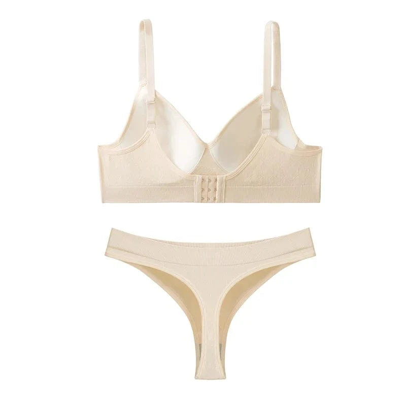 [set]Newest Sexy Lace Underwear Set Padded Bra Set Without Steel Ring Solid Women's Underwear Brassiere Comfortable Fitness Crop - A-1 Thread Vault
