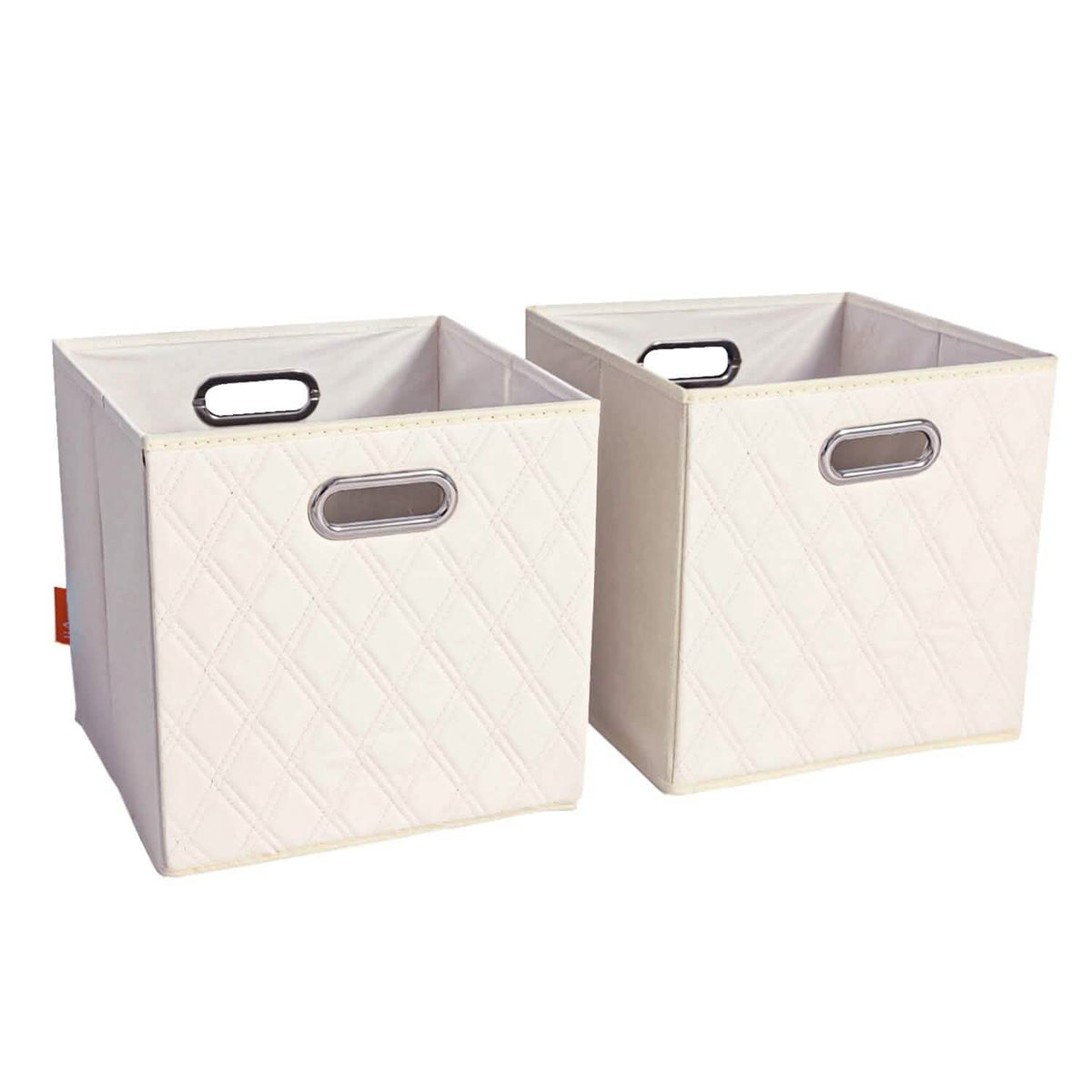 Set of 2: 11-13" Foldable Diamond Patterned Faux Leather Storage Cube Bins - A-1 Thread Vault