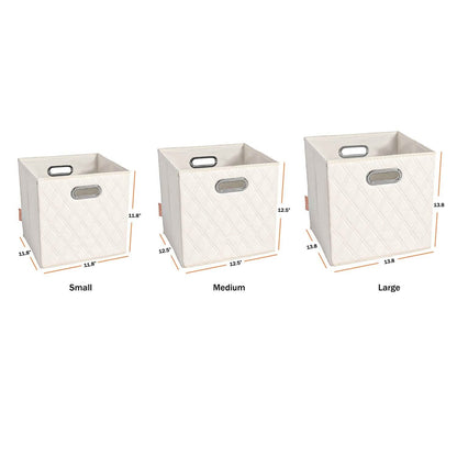 Set of 2: 11-13" Foldable Diamond Patterned Faux Leather Storage Cube Bins - A-1 Thread Vault